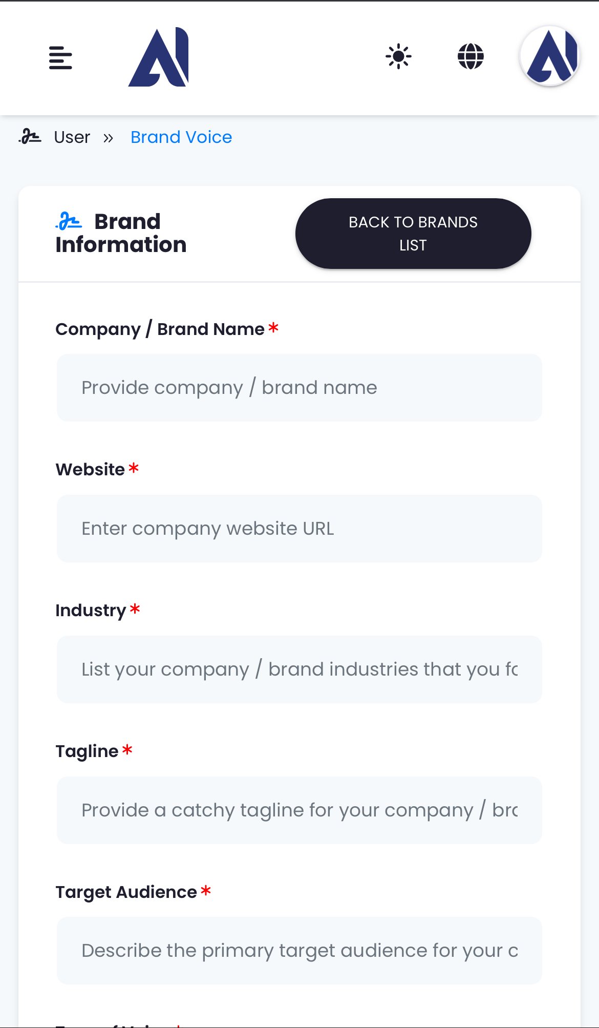 Setting up Brand Voice in AI Creator